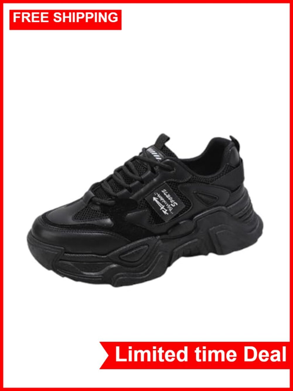 Women's Mesh Patchwork Platform Chunky Sneakers Lace Up Dad Shoes Non-Slip